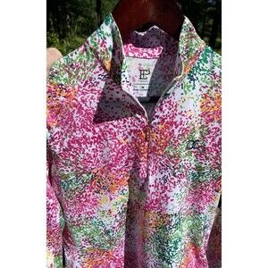 EP NY Qtr Zip Performance Golf Shirt Athletic Breathable LS Floral Preppy Lady M